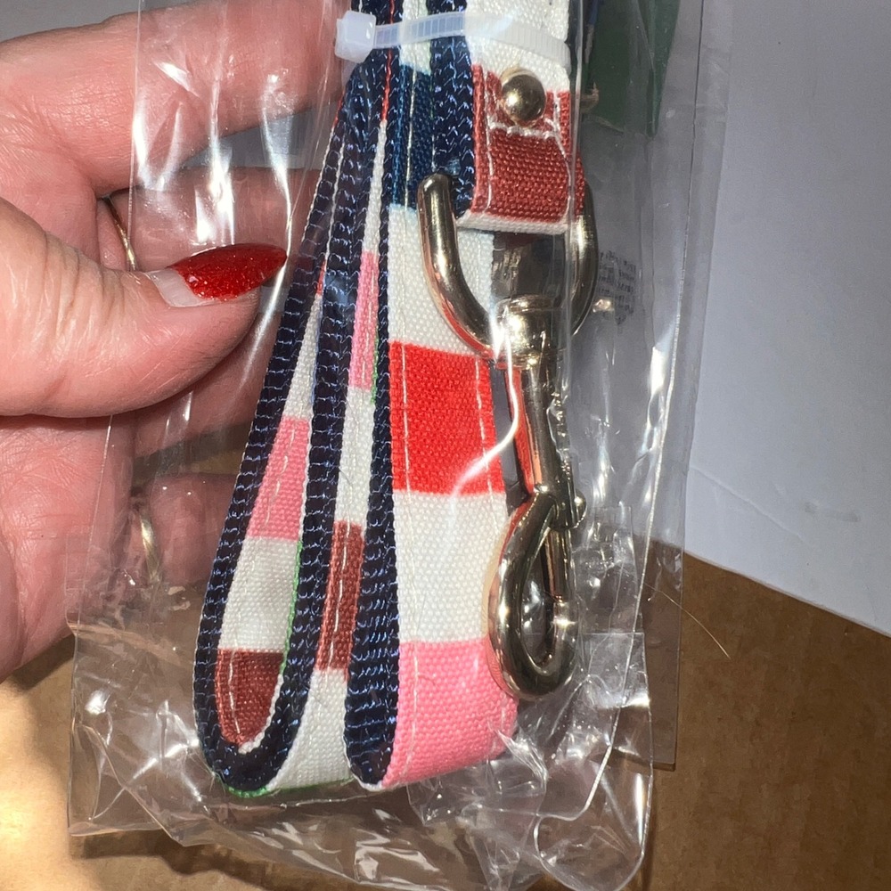 Kate Spade Adventure Stripe Dog Collar & Leash Set NEW Multicolor Gold Hardware - Picture 3 of 7